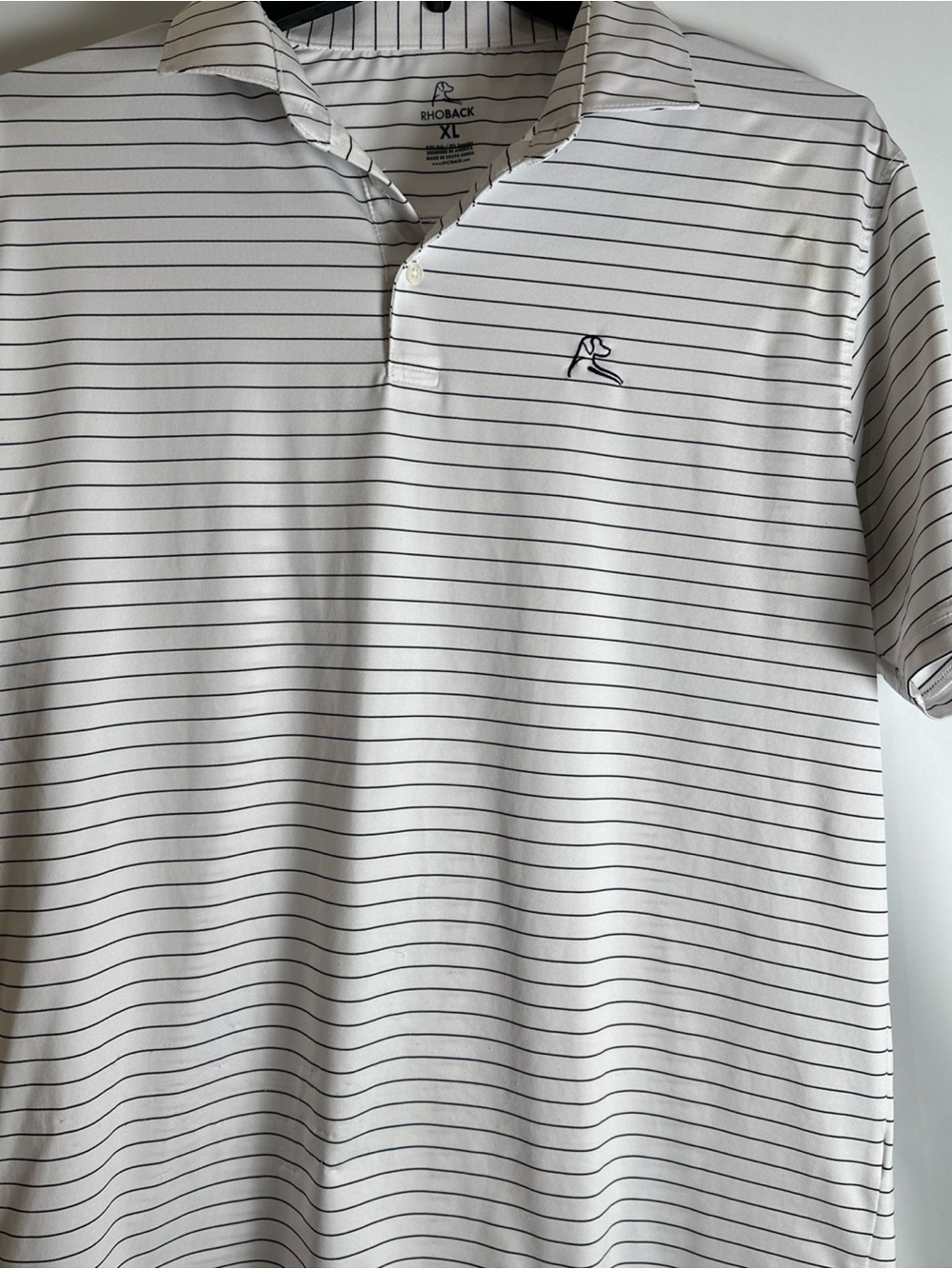 Rhoback Men's White Striped Polo Shirt Read